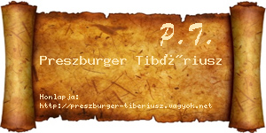 Preszburger Tibériusz névjegykártya